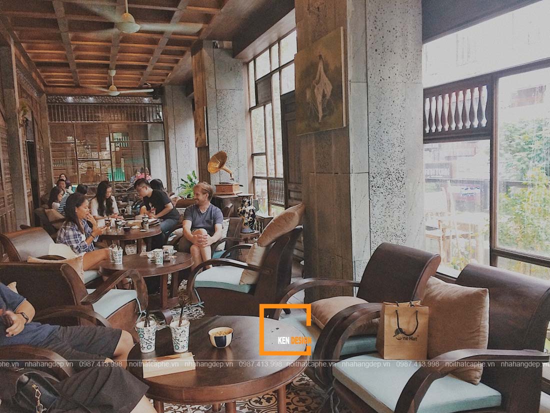 thiết kế quán cafe phong cách đông dương